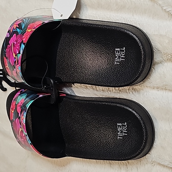 NWT Time and Tru Tropical Hibiscus Slides - Picture 2 of 7